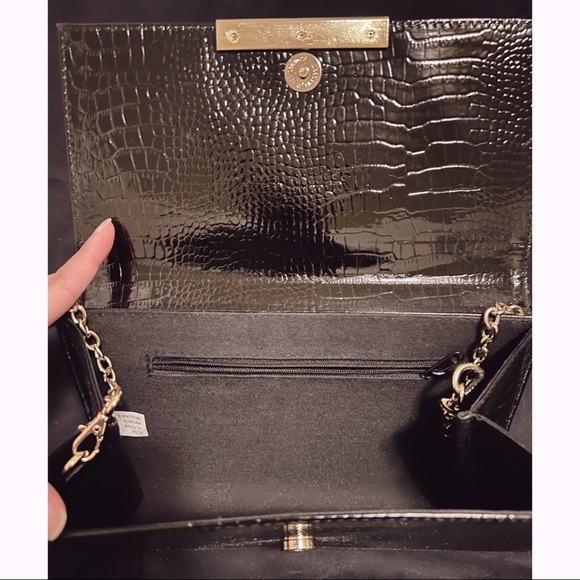 Crocodile Embossed Faux Leather Clutch Evening Crossbody Bag Purse - Picture 3 of 7